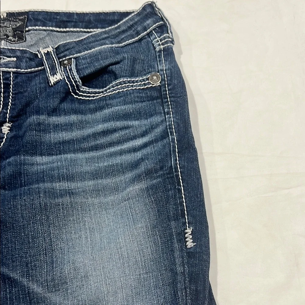 Big Star Blue Straight Leg Jeans with Faded Whiskering - Picture 4 of 9